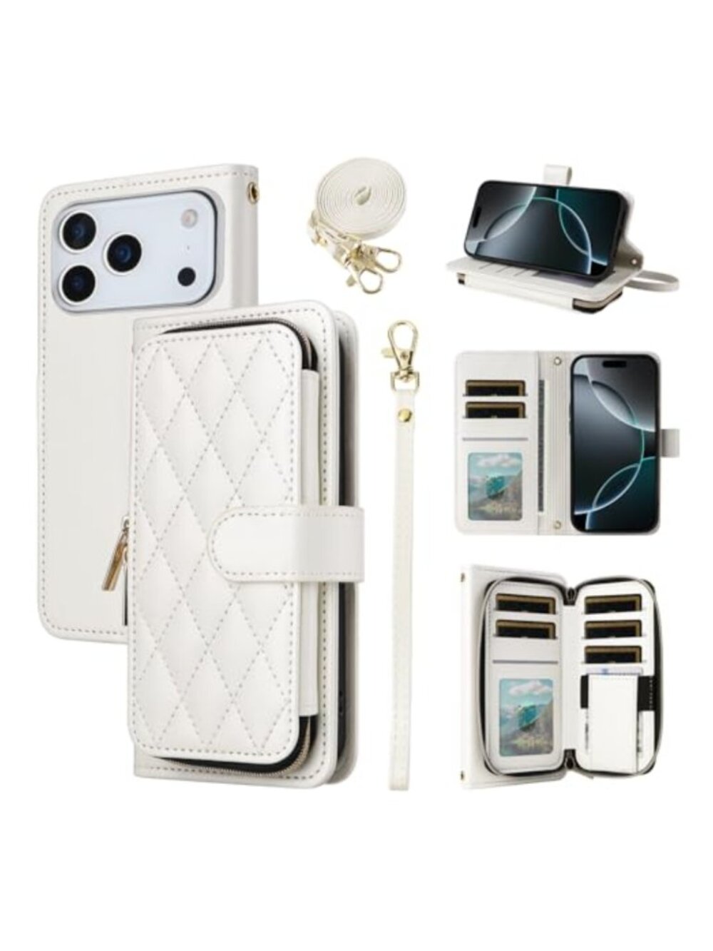 Argyle Wallet Case iPhone 17 Pro 6.3in PU Leather Card Slots Strap